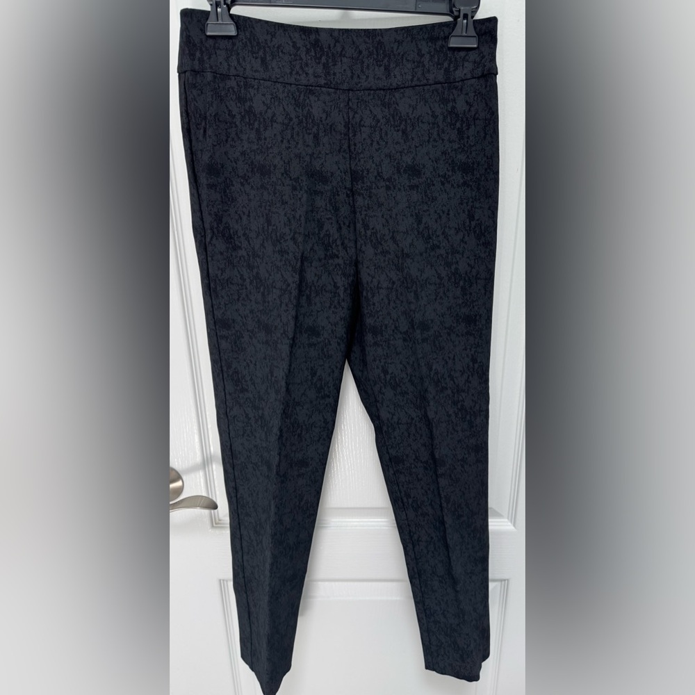 Krazy Larry Black & Grey Patterned Women's Pants, Size 6, Pull-on, Made in USA